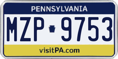 PA license plate MZP9753