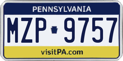 PA license plate MZP9757