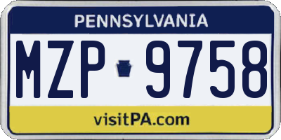 PA license plate MZP9758