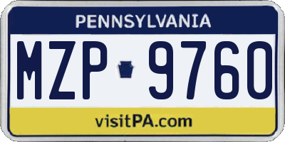 PA license plate MZP9760