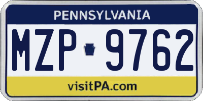 PA license plate MZP9762