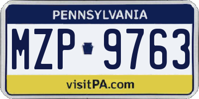 PA license plate MZP9763