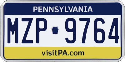PA license plate MZP9764