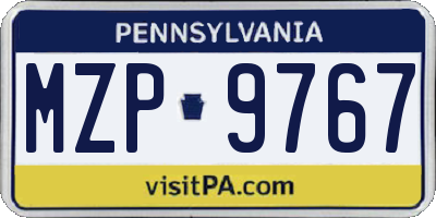 PA license plate MZP9767