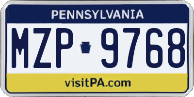 PA license plate MZP9768