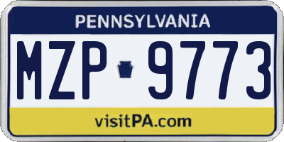 PA license plate MZP9773