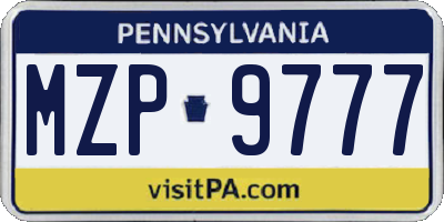 PA license plate MZP9777