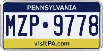 PA license plate MZP9778