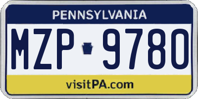 PA license plate MZP9780