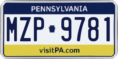 PA license plate MZP9781
