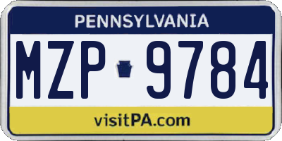 PA license plate MZP9784
