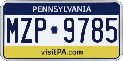 PA license plate MZP9785