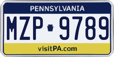 PA license plate MZP9789