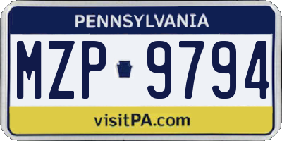 PA license plate MZP9794
