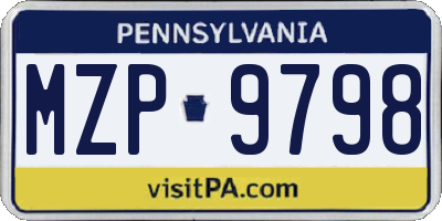 PA license plate MZP9798