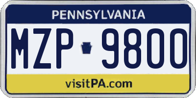 PA license plate MZP9800