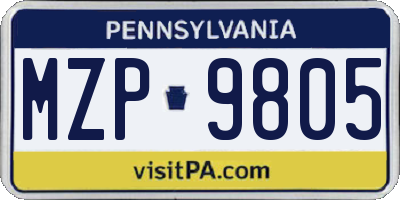 PA license plate MZP9805