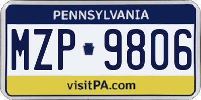 PA license plate MZP9806