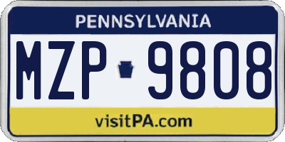 PA license plate MZP9808