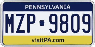 PA license plate MZP9809