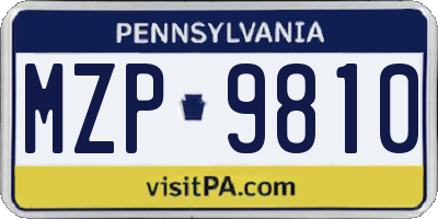 PA license plate MZP9810