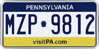 PA license plate MZP9812