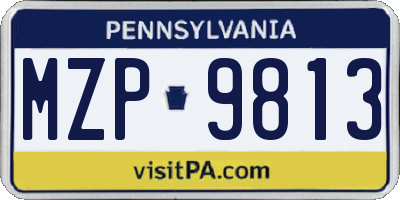 PA license plate MZP9813