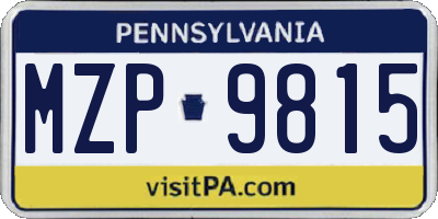 PA license plate MZP9815