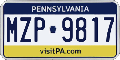 PA license plate MZP9817