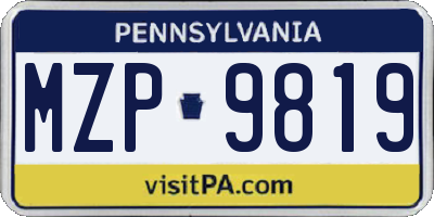 PA license plate MZP9819