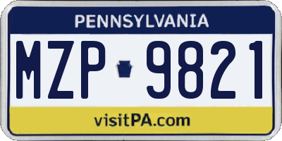 PA license plate MZP9821
