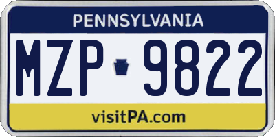 PA license plate MZP9822