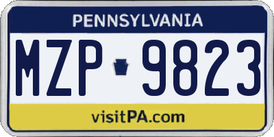 PA license plate MZP9823