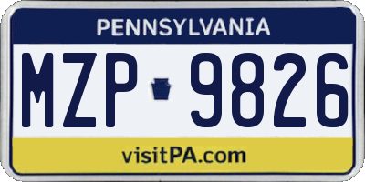 PA license plate MZP9826