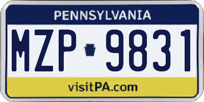 PA license plate MZP9831