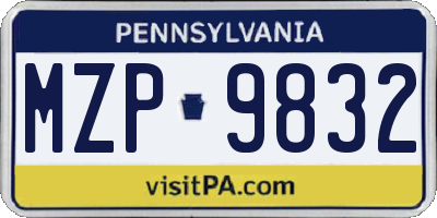 PA license plate MZP9832