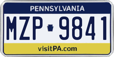PA license plate MZP9841