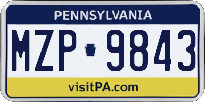 PA license plate MZP9843