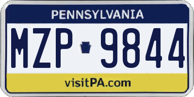 PA license plate MZP9844