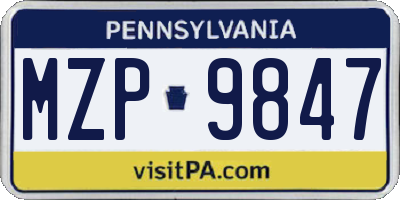 PA license plate MZP9847