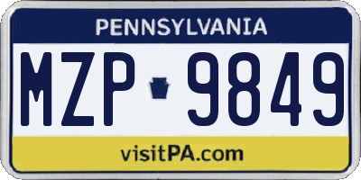 PA license plate MZP9849