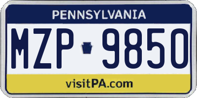 PA license plate MZP9850