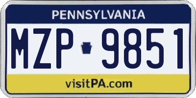 PA license plate MZP9851