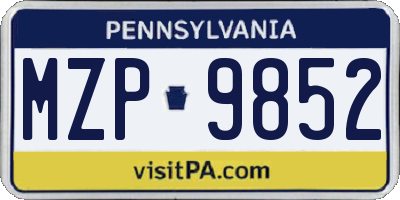 PA license plate MZP9852