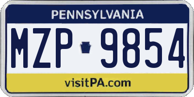 PA license plate MZP9854