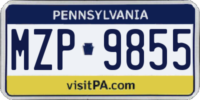 PA license plate MZP9855
