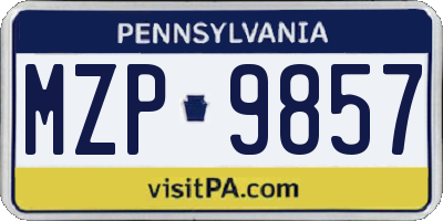 PA license plate MZP9857
