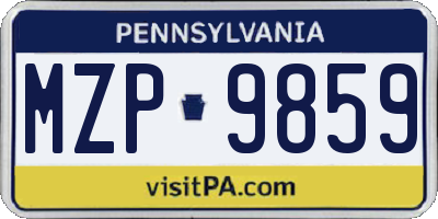 PA license plate MZP9859