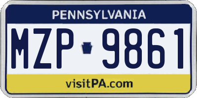 PA license plate MZP9861