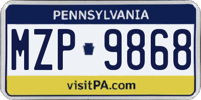 PA license plate MZP9868